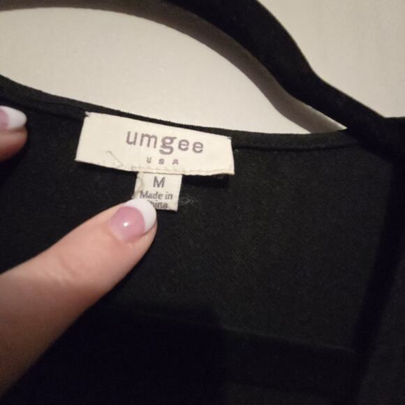 Umgee Linen Blend Jacket Womens MED Black Pockets Frayed Lagenlook Artsy Boho - Picture 6 of 11